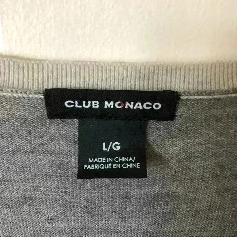 Club Monaco Two Tone Lightweight Extrafine Merino Wool Top Sweater Size L/G - Picture 2 of 6